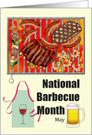 National Barbecue Month Meats Shellfish Vegetables Cooking Over Fire card