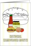 National Hamburger Month Pickles Ketchup Onions Tomato Burger card