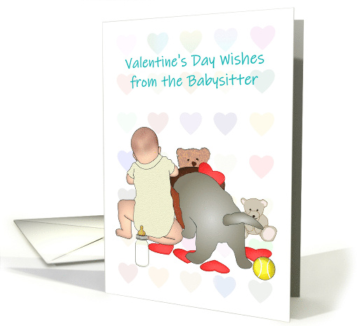 Valentine's Day Wishes from Babysitter Baby and Puppy Playing card