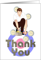 Thank You With A Curling Theme Male Player Delivering A Stone card