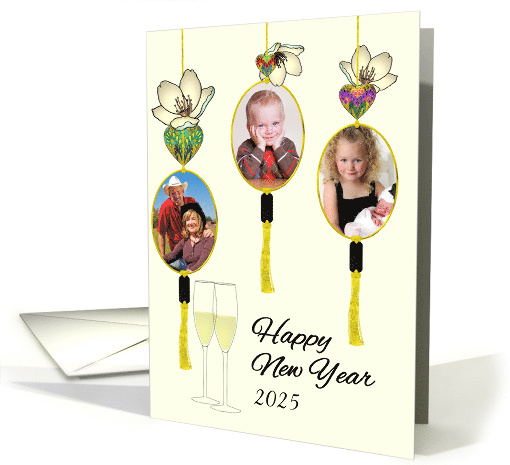 New Year Custom Photocard Gold Frames with Ornate Decorations card