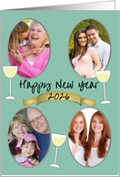 New Year Photo Card Simple Greeting and White Wine card