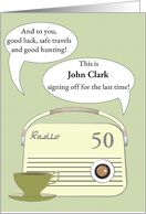 Radio Announcer Retirement Custom Name and Year Radio and Coffee card