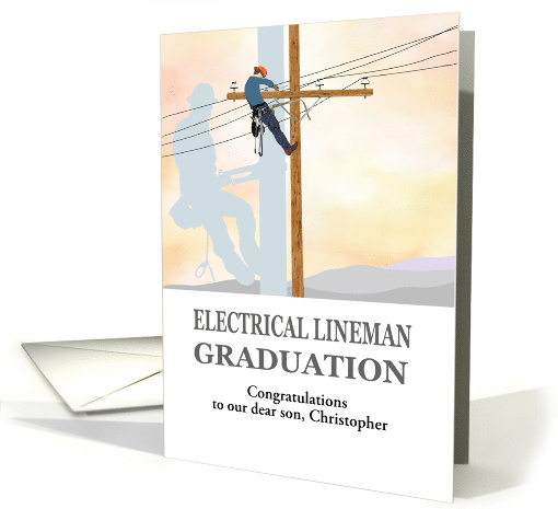 Electrical Lineman Graduation Lineman at Work Custom card (1599676)