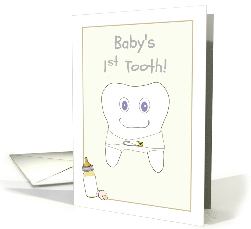 Baby's 1st Tooth Cartoon Tooth Wearing Diaper card (1600174)