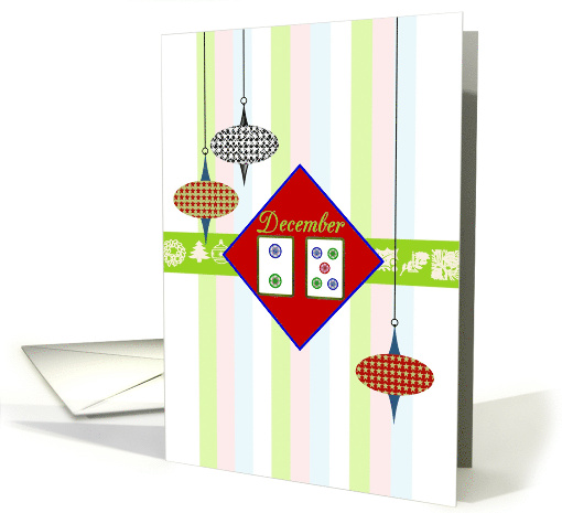 Mahjong Themed Christmas Two and Five Coin Suit Mahjong Tiles card