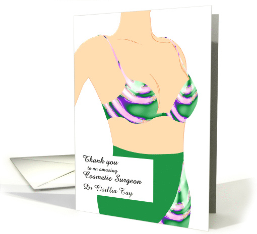 Thank You Cosmetic Surgeon Lady in Bikini and Sarong Custom card