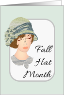 Fall Hat Month, Lady Wearing Lovely Cloche Hat card