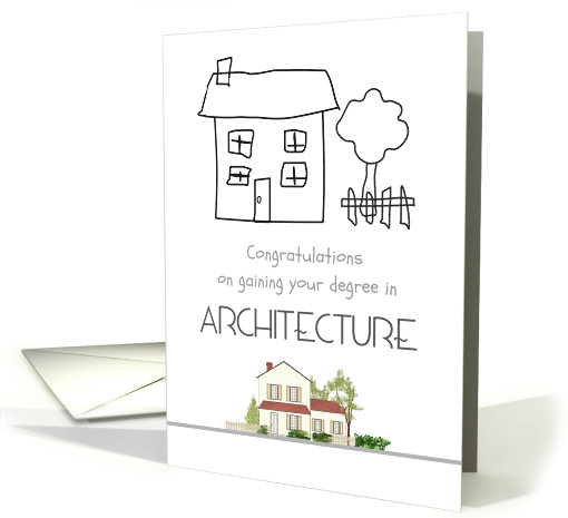 Gaining Bachelor's Degree in Architecture Child's House Drawing card