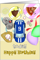 Custom Age Boy’s Birthday Remote Toy Car Cake Pizza Baseball card