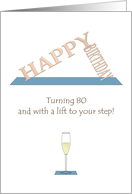 Birthday Greeting Mimicking Pilates Position on Mat 80th Birthday card