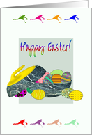 Curling Themed Easter Curling Stone Bowl of Easter Eggs card