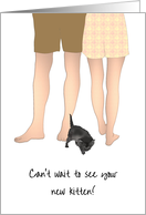 Congratulations on Your New Kitten Kitten Playing by Couple’s Legs card