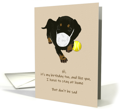Coronavirus Stay Home Cute Dog with Mask Children's Birthday card