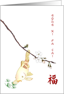 Chinese New Year Fish Swimming Below Branch of Blossoms card