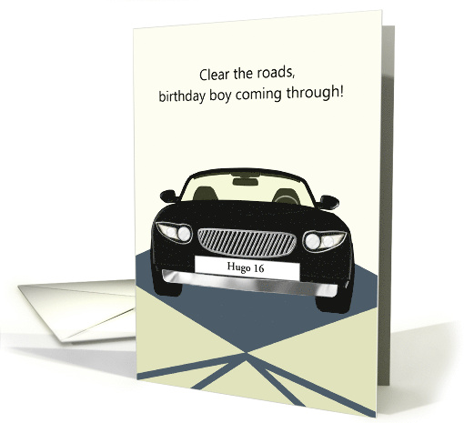 Birthday for Young Man Custom Name on Car Plate card (1607228)