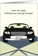 Birthday for Young Man Custom Name on Car Plate card