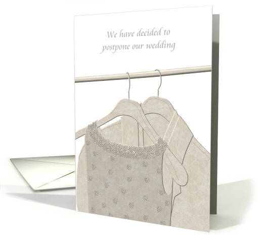 Coronavirus Postpone Wedding Trousseau on Garment Hanger card
