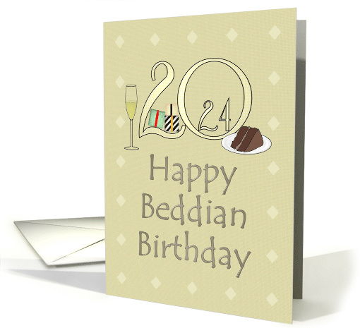 Beddian Birthday 2022 Slice of Chocolate Cake Gifts and Champagne card
