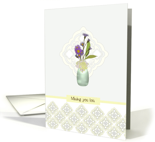 Coronavirus Missing You Lots Chrysanthemum and Asters in Vase card