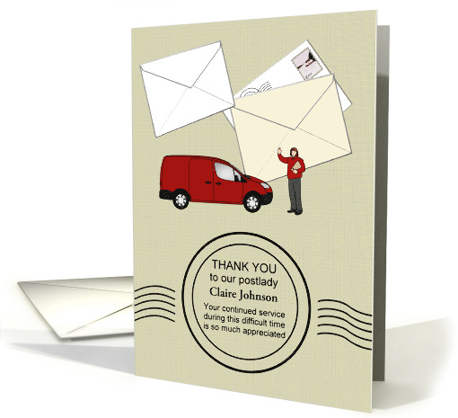 Coronavirus Thank You Postlady for Continued Service Custom card