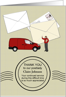 Coronavirus Thank You Postlady for Continued Service Custom card