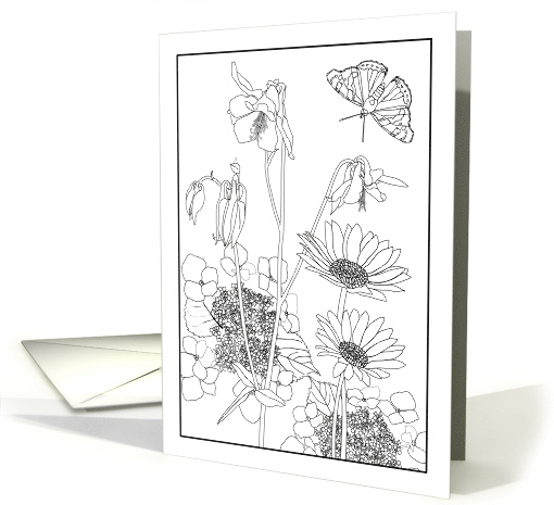 Thinking of You Florals and Butterfly Coloring card (1615274)