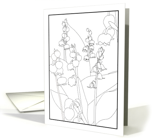 Thinking of You Lily of the Valley and Bluebell Coloring card