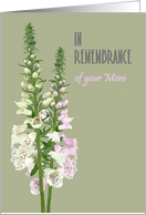 In Remembrance of Your Mom Soft Pink and White Foxgloves card