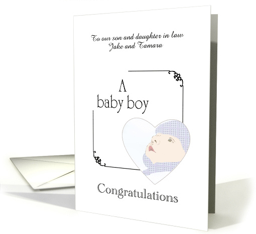 Baby Arrival Little Boy Beautiful Baby Within a Blue Heart Custom card