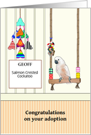 Adopting New Pet Bird Salmon Crested Cockatoo Custom card