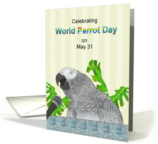 World Parrot Day African Grey Parrot and Microphone card (1619962)