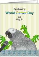 World Parrot Day African Grey Parrot and Microphone card