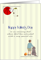 Father’s Day Dad with Son with Special Needs Boy with Pet Dog card