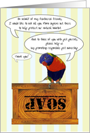 World Parrot Day Lorikeet on a Soapbox Speaking on Behalf of its Kind card