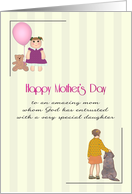 Mother’s Day Mom with Daughter with Special Needs Girl with Pet Dog card