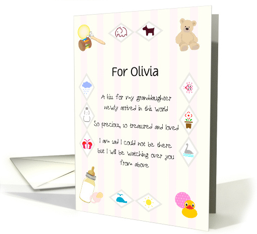 From Grandmother in Heaven to New Granddaughter Baby Things card