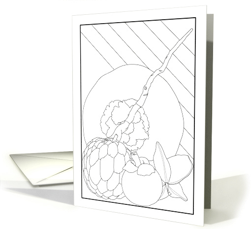 Thinking of You Coloring Card Tropical Fruits card (1623824)