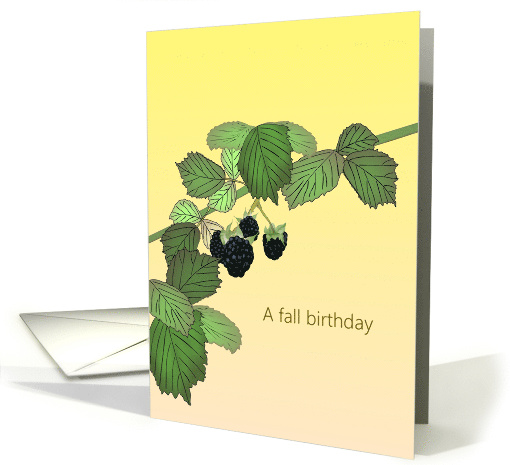 Fall Birthday Drawing of Blackberries and Foliage card (1624674)