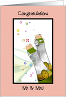 Wedding Niece and Husband Confetti Raining Down on Champagne Bottles card