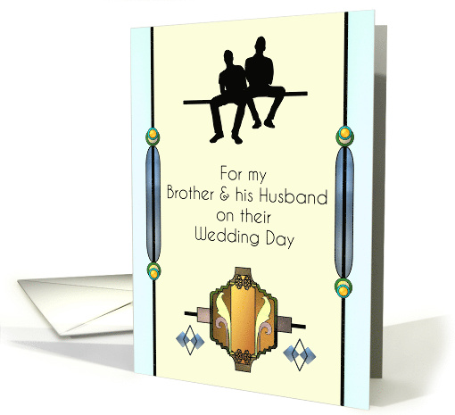 Wedding Congratulations Brother and Husband Art Deco Design card