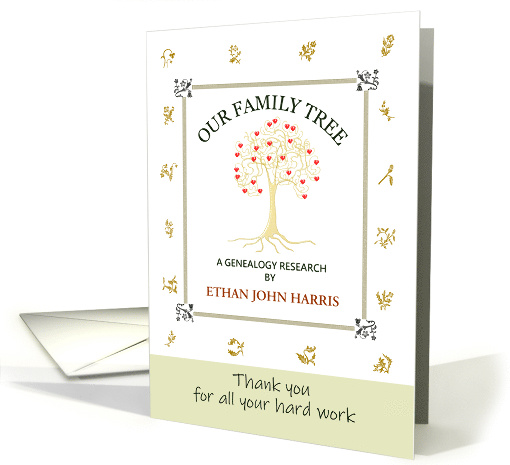 Thank You for Genealogy Research on Family Tree Custom Name card
