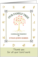 Thank You for Genealogy Research on Family Tree Custom Name card