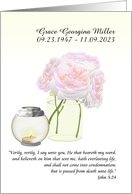 Announcement of Passing of Loved One Roses in Jar Tealight Candle card