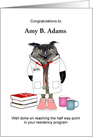 Encouragement Doctor in Medical Residency Program Owl in White Coat card