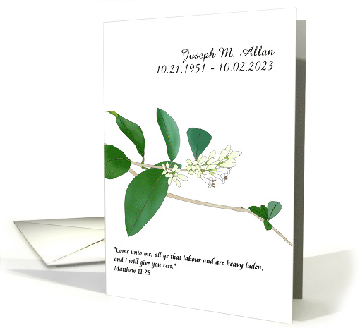 Announcement of Passing of Loved One, Custom Name and Dates card