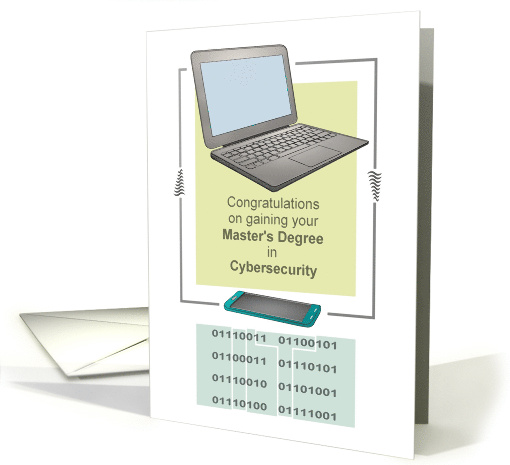 Master's in Cybersecurity Binary Code Laptop Cellphone... (1629232)