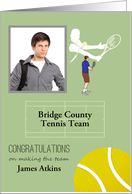 Making the Tennis Team Custom Photo Name Team Male Player to Serve card