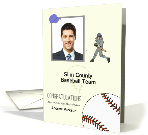 Making the Baseball Team Custom Photo Name Team Player Batting card