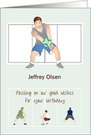 Birthday Volleyball Theme, Male Player Passing the Ball Custom Name card